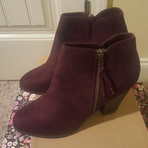 Wine suede  booties